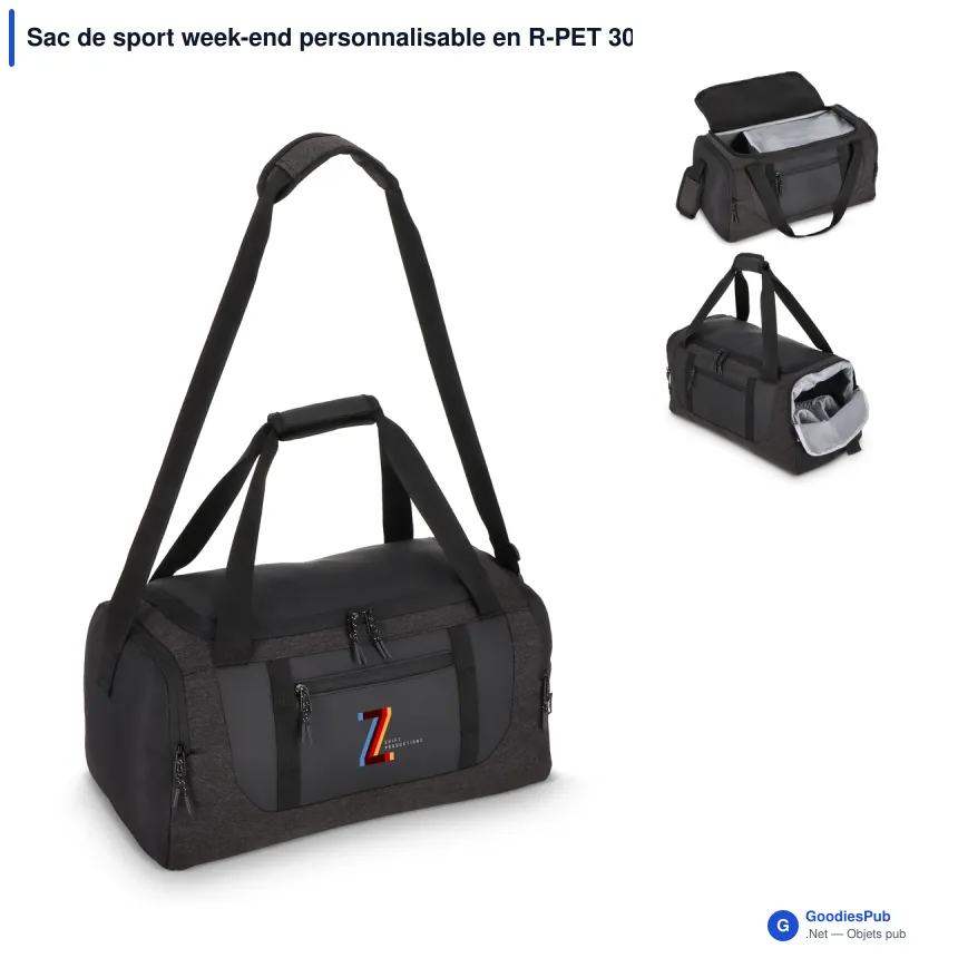 Sac de sport week-end personnalisable en R-PET 30 L avec logo - Liam - Image 1