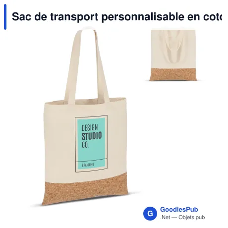Sac de transport personnalisable en coton et liège 35 x 40 cm avec logo - Liège