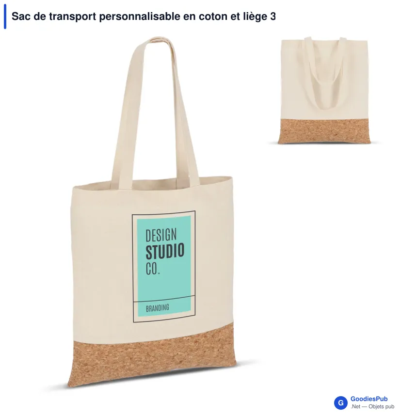 Sac de transport personnalisable en coton et liège 35 x 40 cm avec logo - Liège - Image 1