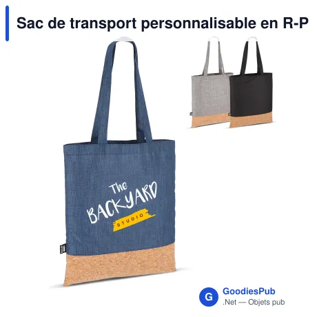 Sac de transport personnalisable en R-PET et liège 35 x 40 cm avec logo - Liège