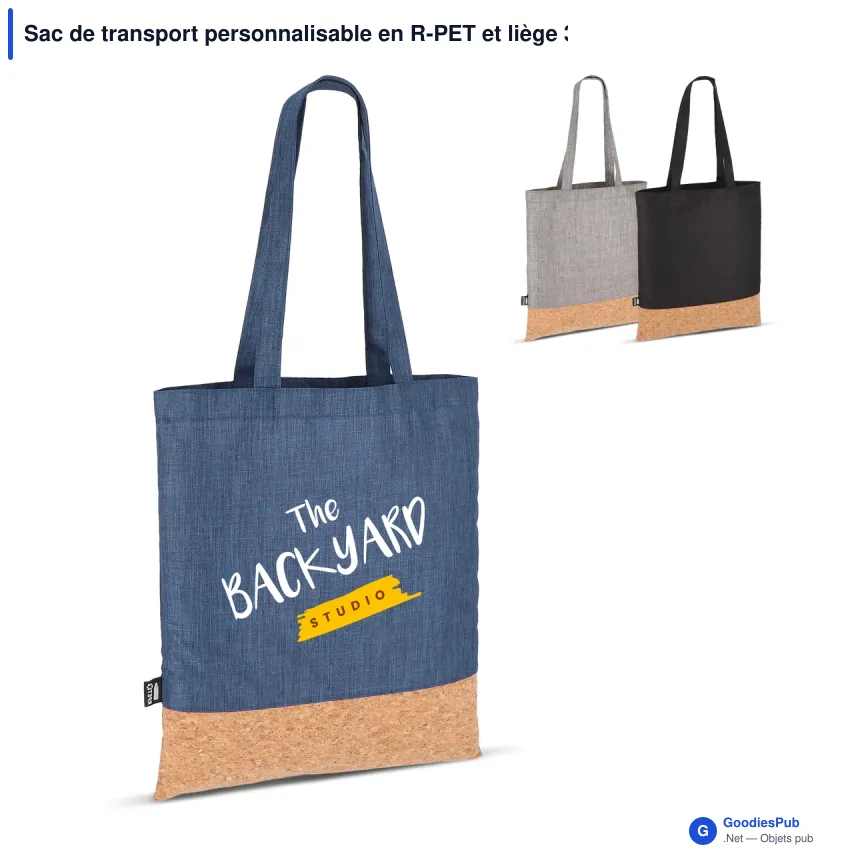 Sac de transport personnalisable en R-PET et liège 35 x 40 cm avec logo - Liège - Image 1