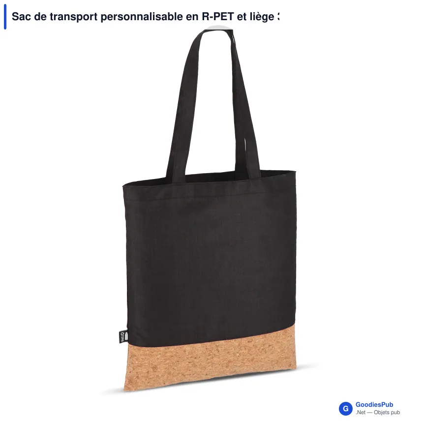Sac de transport personnalisable en R-PET et liège 35 x 40 cm avec logo - Liège - Image 2