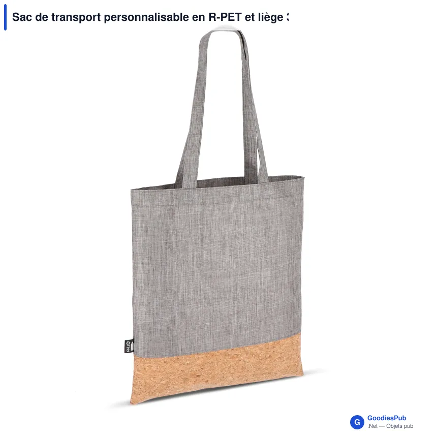 Sac de transport personnalisable en R-PET et liège 35 x 40 cm avec logo - Liège - Image 3