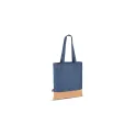 Variante Bleu foncé - Sac de transport personnalisable en R-PET et liège 35 x 40 cm avec logo - Liège