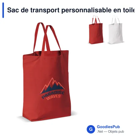 Sac de transport personnalisable en toile de coton 250 g/m² avec logo - 41 x 12 x 43 cm