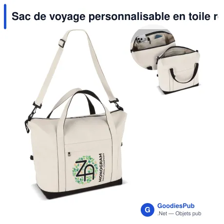 Sac de voyage personnalisable en toile recyclée 32 x 60 cm avec logo - InSideOut Reuuz