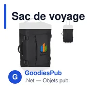 Sac de voyage trolley personnalisable 38 L en PVC avec logo - Noir - Miniature 1