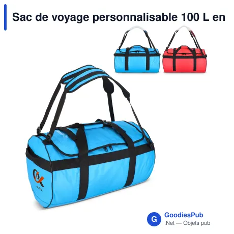 Sac de voyage personnalisable 100 L en PVC et polyester avec logo - XL