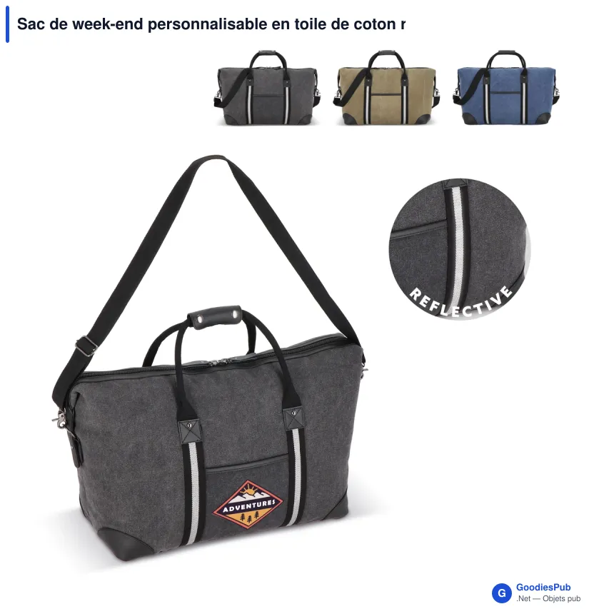 Sac de week-end personnalisable en toile de coton recyclé avec logo - Harper - Image 1