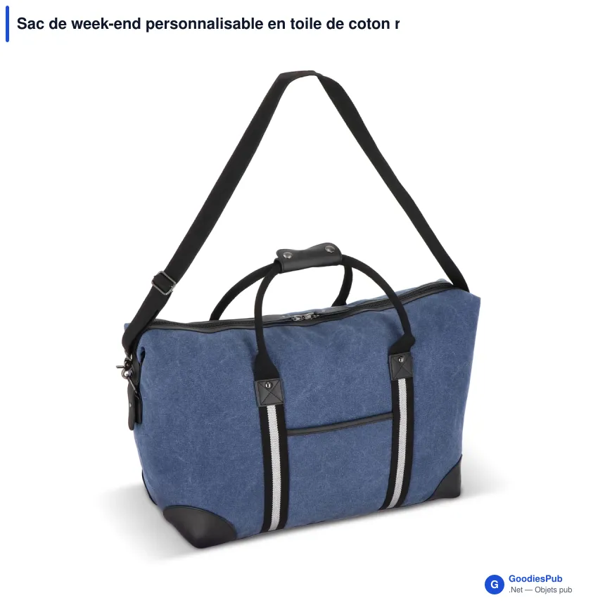 Sac de week-end personnalisable en toile de coton recyclé avec logo - Harper - Image 2