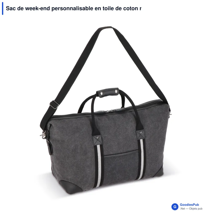 Sac de week-end personnalisable en toile de coton recyclé avec logo - Harper - Image 4