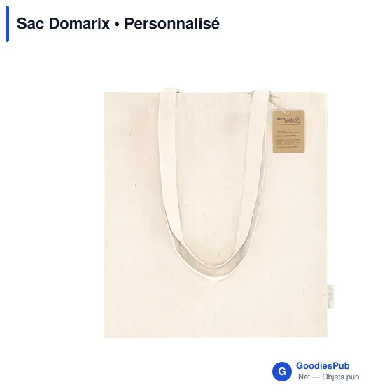 Sac shopping personnalisable en coton recyclé avec logo - Domarix - Image 1
