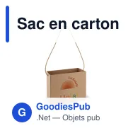 Sac en carton personnalisable 32 x 24 cm avec logo - Carton marron - Miniature 1