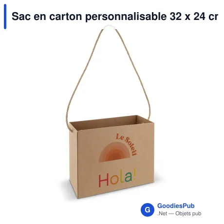 Sac en carton personnalisable 32 x 24 cm avec logo - Carton marron