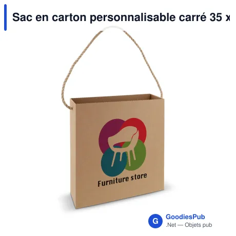 Sac en carton personnalisable carré 35 x 35 cm avec logo - Grand format