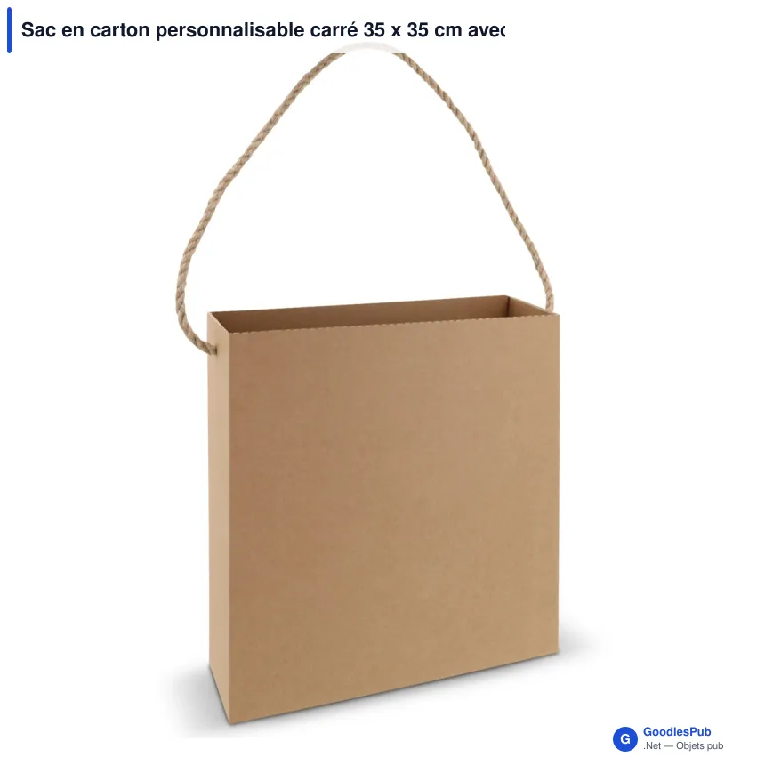 Sac en carton personnalisable carré 35 x 35 cm avec logo - Grand format - Image 2