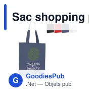 Sac shopping personnalisable en coton bio 140 g/m² avec logo - Anses longues - Miniature 1