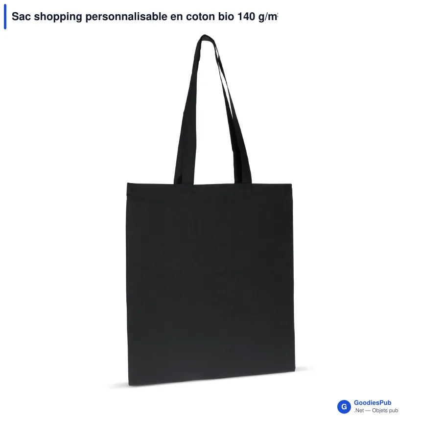 Sac shopping personnalisable en coton bio 140 g/m² avec logo - Anses longues - Image 3