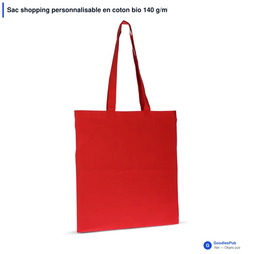 Sac shopping personnalisable en coton bio 140 g/m² avec logo - Anses longues - Image 4