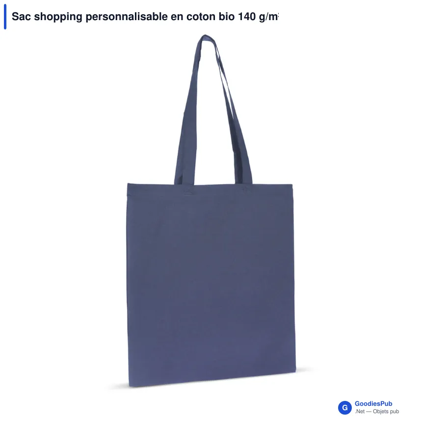 Sac shopping personnalisable en coton bio 140 g/m² avec logo - Anses longues - Image 5