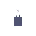 Variante Bleu foncé - Sac shopping personnalisable en coton bio 140 g/m² avec logo - Anses longues