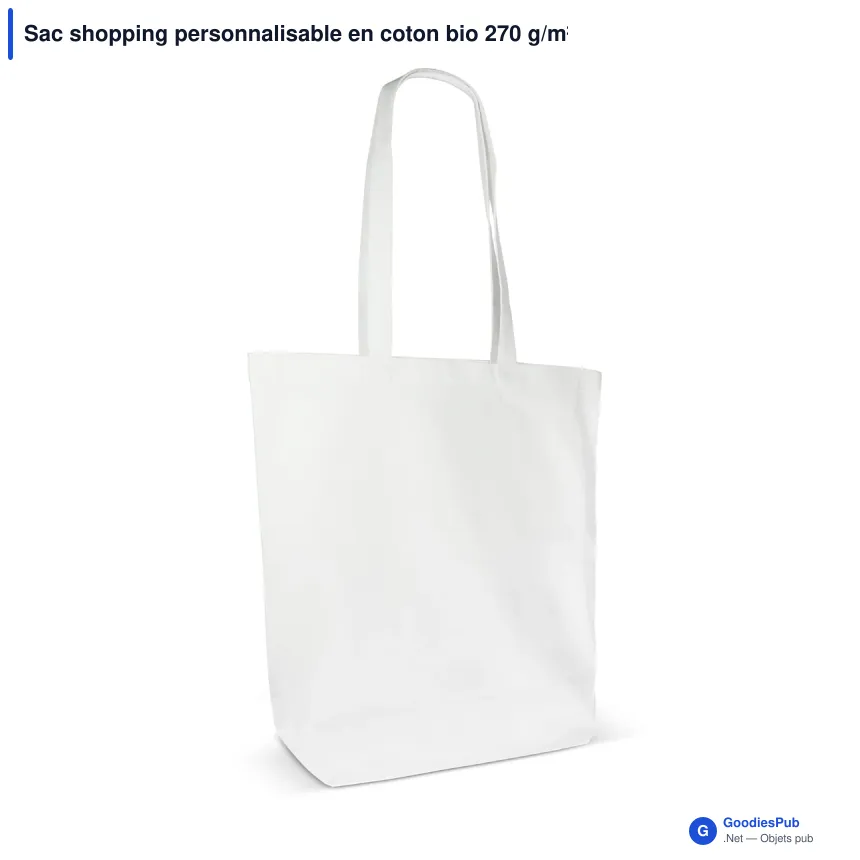 Sac shopping personnalisable en coton bio 270 g/m² avec logo - Soufflet 12 cm - Image 4