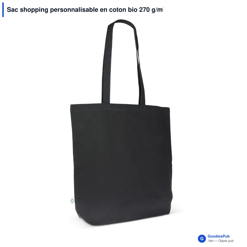 Sac shopping personnalisable en coton bio 270 g/m² avec logo - Soufflet 12 cm - Image 5