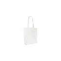 Variante Blanc - Sac shopping personnalisable en coton bio 270 g/m² avec logo - Soufflet 12 cm