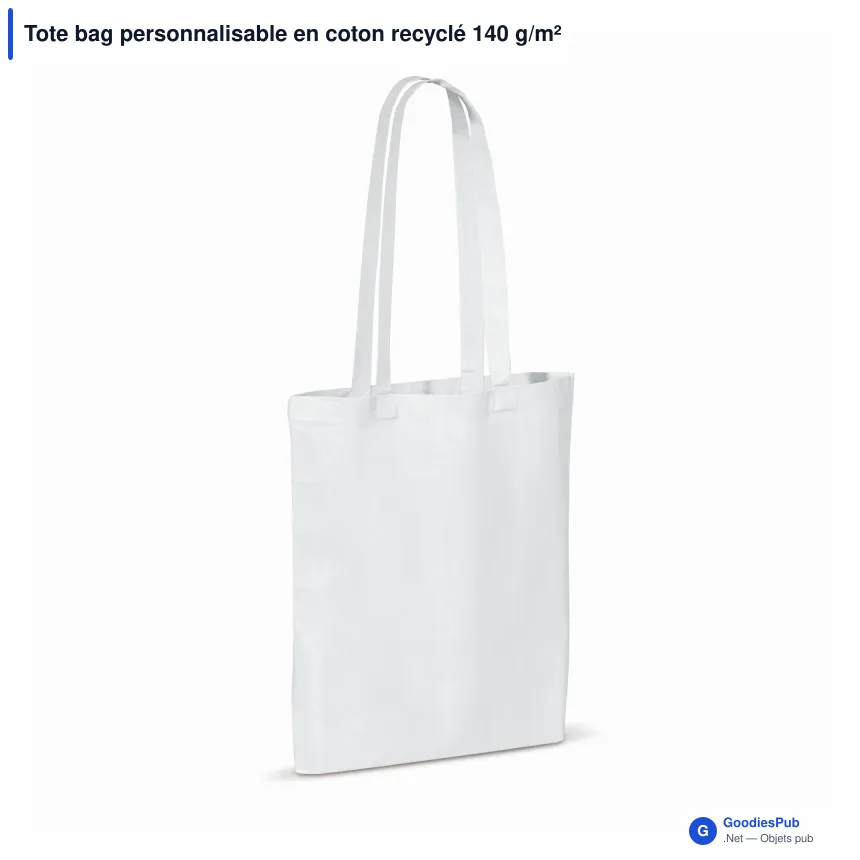 Tote bag personnalisable en coton recyclé 140 g/m² 38x42 cm avec logo - Recyclé - Image 2