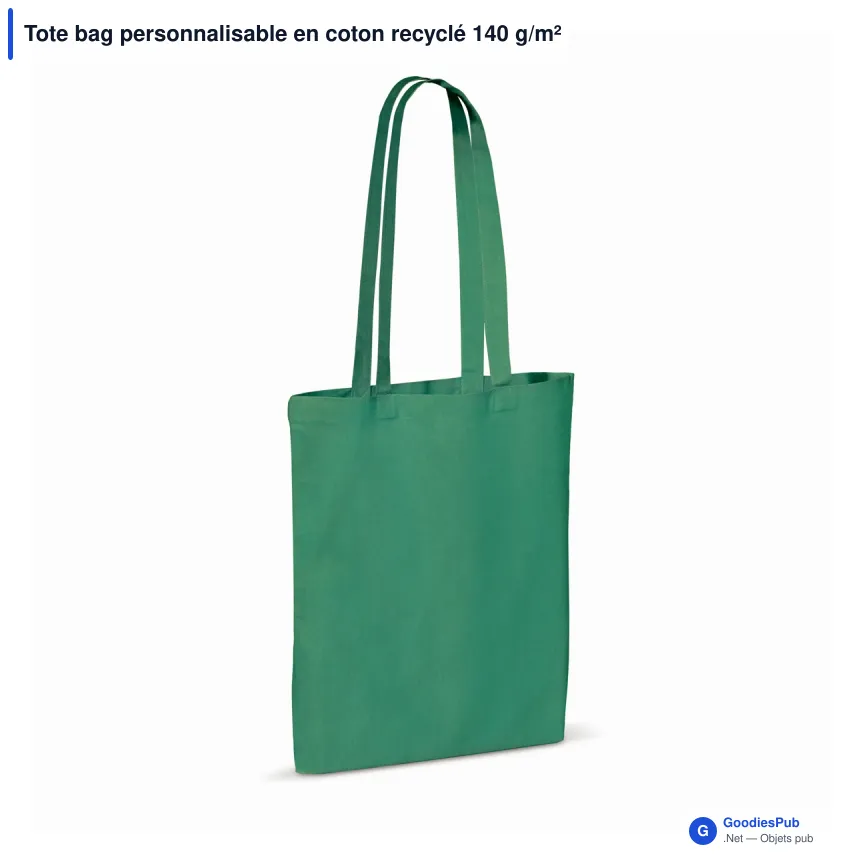 Tote bag personnalisable en coton recyclé 140 g/m² 38x42 cm avec logo - Recyclé - Image 3