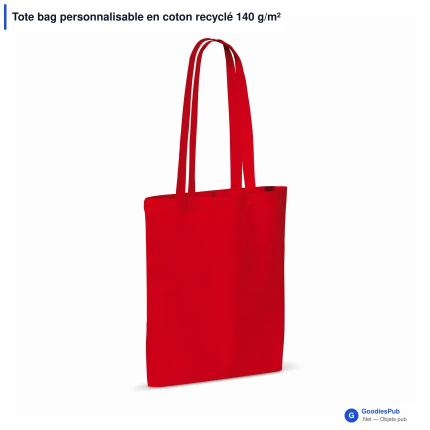 Tote bag personnalisable en coton recyclé 140 g/m² 38x42 cm avec logo - Recyclé - Image 4