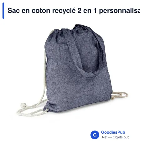 Sac en coton recyclé 2 en 1 personnalisable avec logo | Gondulfo
