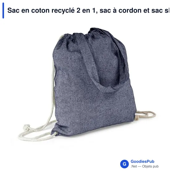 Sac en coton recyclé 2 en 1 personnalisable avec logo | Gondulfo - Image 1