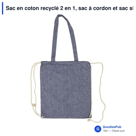 Sac en coton recyclé 2 en 1 personnalisable avec logo | Gondulfo - Image 2