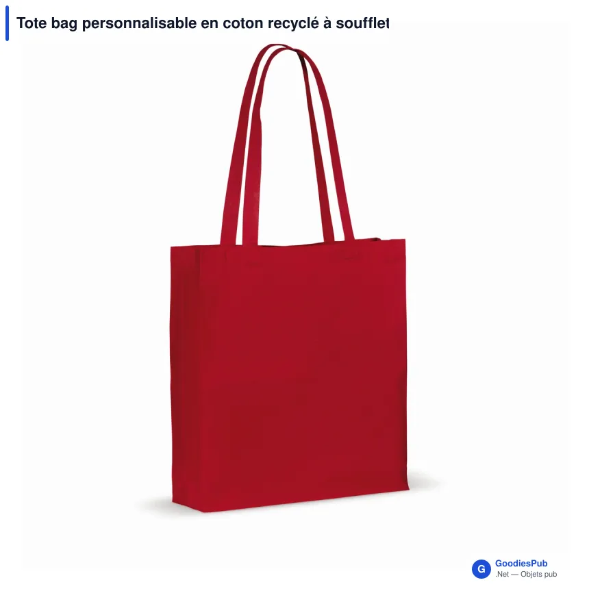 Tote bag personnalisable en coton recyclé à soufflet 38x10x42 cm avec logo - 140 g/m² - Image 4