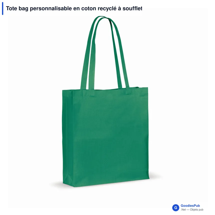 Tote bag personnalisable en coton recyclé à soufflet 38x10x42 cm avec logo - 140 g/m² - Image 5