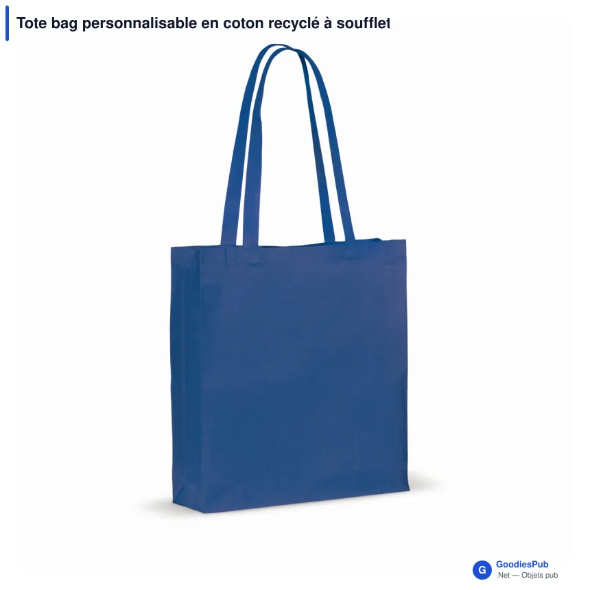 Tote bag personnalisable en coton recyclé à soufflet 38x10x42 cm avec logo - 140 g/m² - Image 6