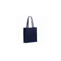 Variante Bleu foncé - Tote bag personnalisable en coton recyclé à soufflet 38x10x42 cm avec logo - 140 g/m²