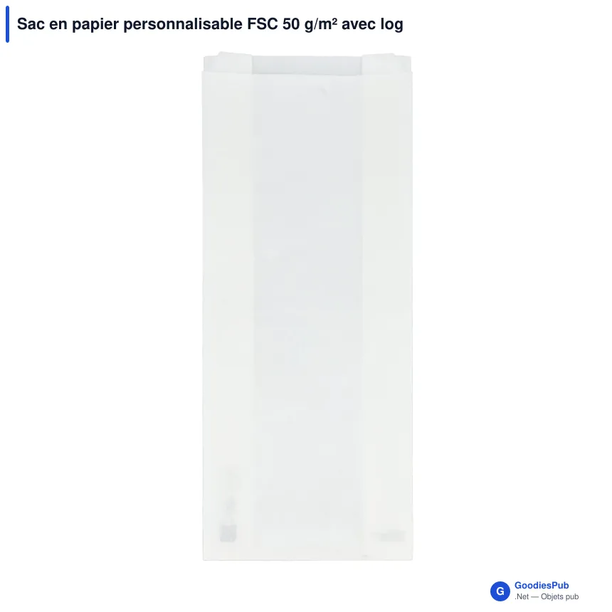 Sac en papier personnalisable FSC 50 g/m² avec logo - 14 x 6 x 27 cm - Image 2