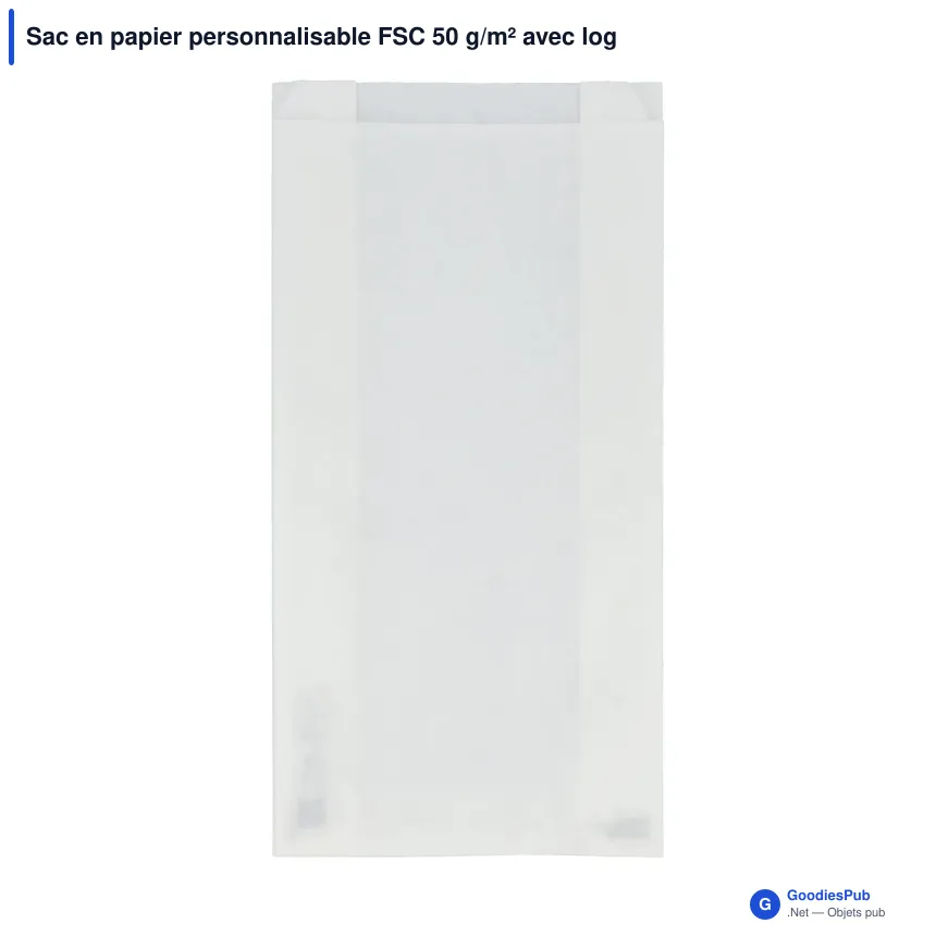 Sac en papier personnalisable FSC 50 g/m² avec logo - 15 x 7 x 36 cm - Image 2