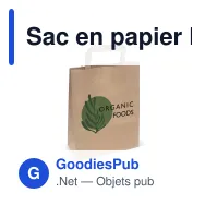 Sac en papier FSC personnalisable 22 x 28 cm 70 g/m² avec logo - Marron - Miniature 1