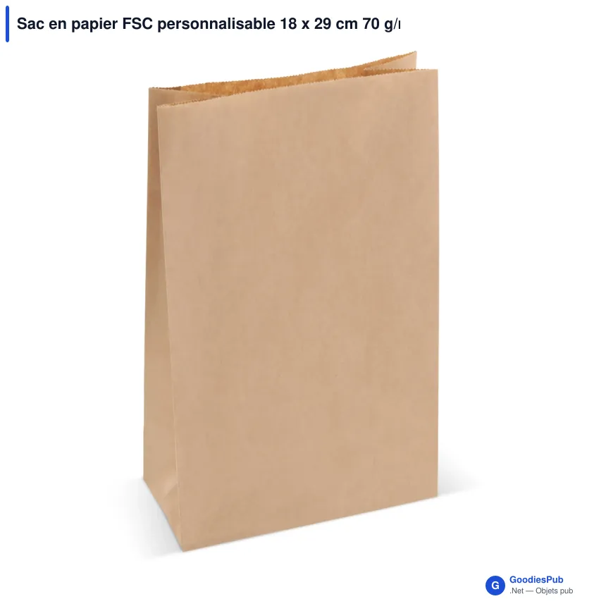 Sac en papier FSC personnalisable 18 x 29 cm 70 g/m² avec logo - Étroit - Image 2