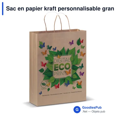 Sac en papier kraft personnalisable grand format 32 x 41 cm avec logo - 100 g/m²
