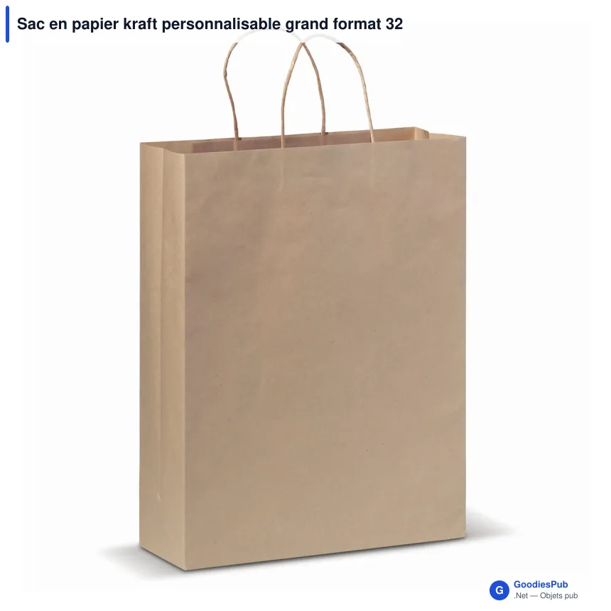 Sac en papier kraft personnalisable grand format 32 x 41 cm avec logo - 100 g/m² - Image 2
