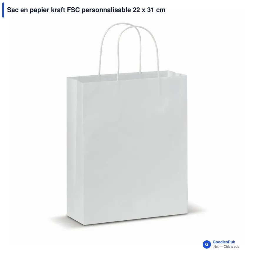 Sac en papier kraft FSC personnalisable 22 x 31 cm avec logo - 90 g/m² - Image 2
