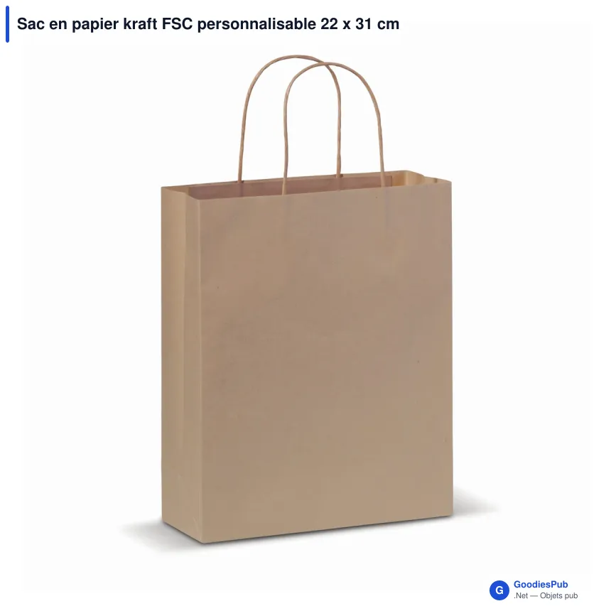 Sac en papier kraft FSC personnalisable 22 x 31 cm avec logo - 90 g/m² - Image 3
