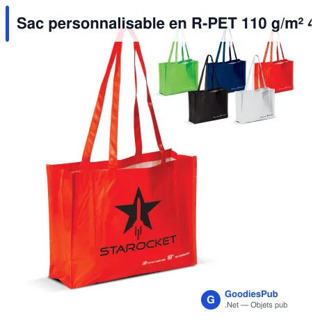 Sac personnalisable en R-PET 110 g/m² 45 x 15 x 33 cm avec logo - R-PET