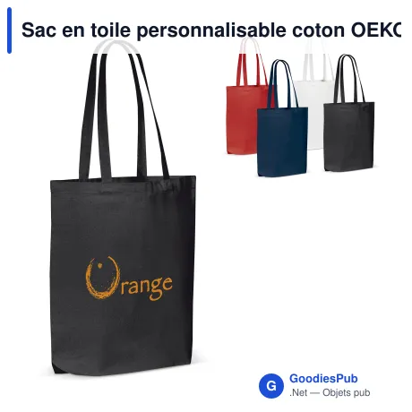 Sac en toile personnalisable coton OEKO-TEX® 270 g/m² 42x12x43 cm avec logo - Couleurs