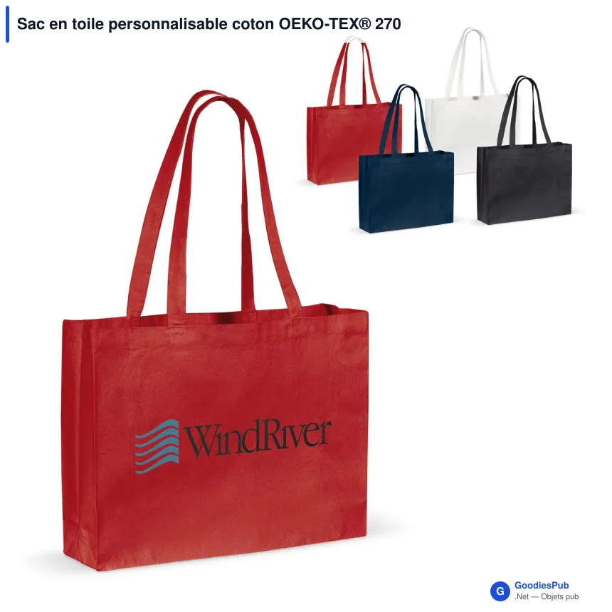 Sac en toile personnalisable coton OEKO-TEX® 270 g/m² 45x10x33 cm avec logo - Couleurs - Image 1