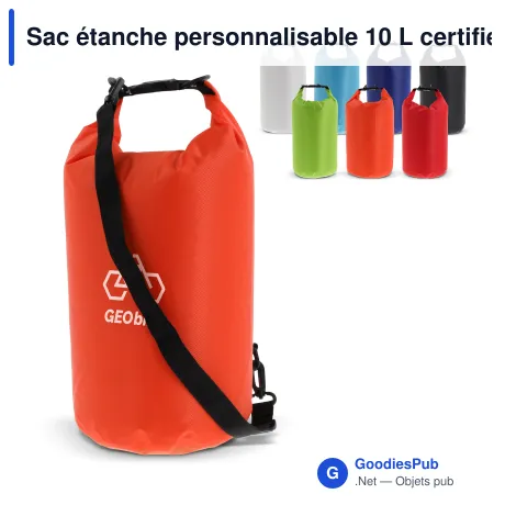 Sac étanche personnalisable 10 L certifié IPX6 avec logo - Ripstop